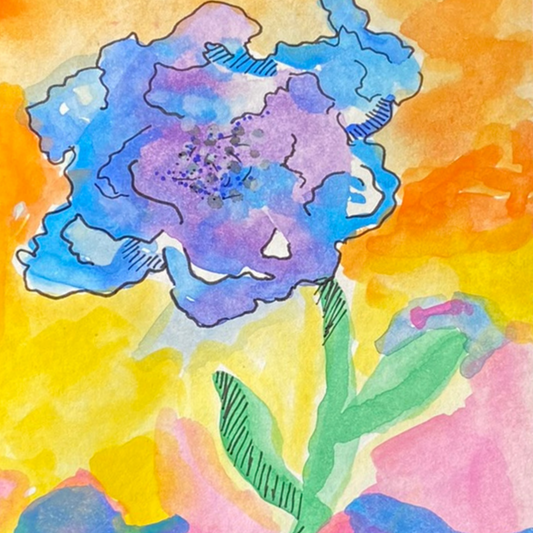 "Beth-Anne" Blue Flower Watercolor Print